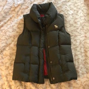 Olive green puffer vest